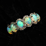 Black Oxide Plated Queen Era Opal Gemstone With Diamond Ring Jewelry VJewels