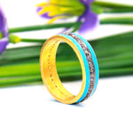 Blue Enamel With Diamond Two Tone Plated Ring Band Jewelry VJewels