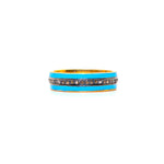 Blue Enamel With Diamond Two Tone Plated Ring Band Jewelry VJewels
