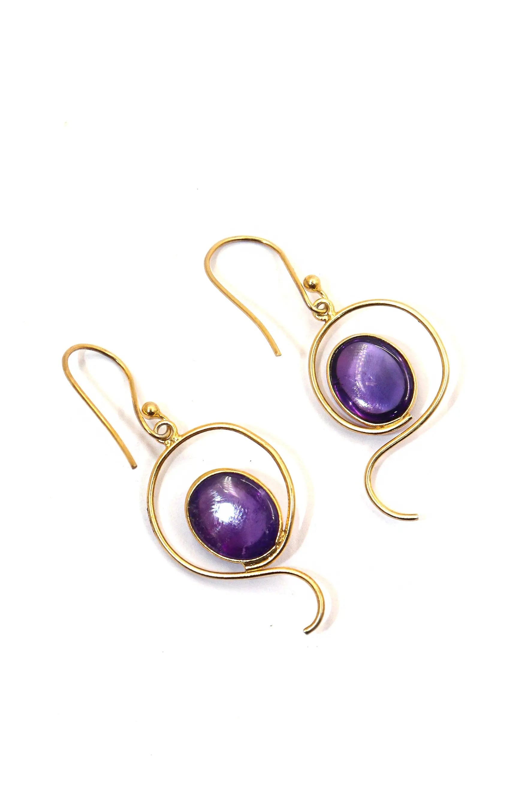 Charming Touch Amethyst Gemstone Gold-Plated Earrings VJewels