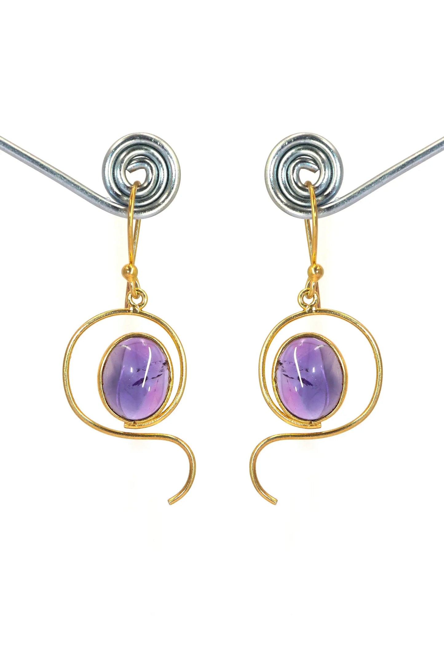 Charming Touch Amethyst Gemstone Gold-Plated Earrings VJewels