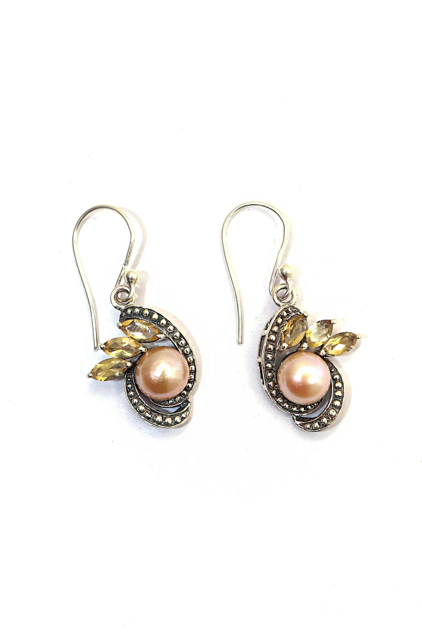 Charming and Light Designer Earrings with Pearl And Citrine Gemstones Jewelry VJewels