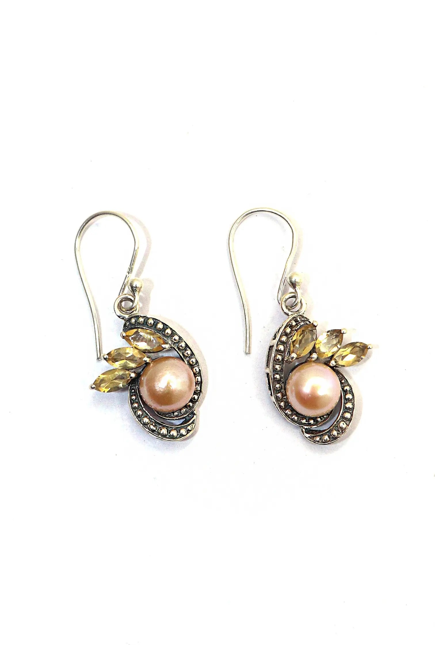 Charming and Light Designer Earrings with Pearl And Citrine Gemstones Jewelry VJewels