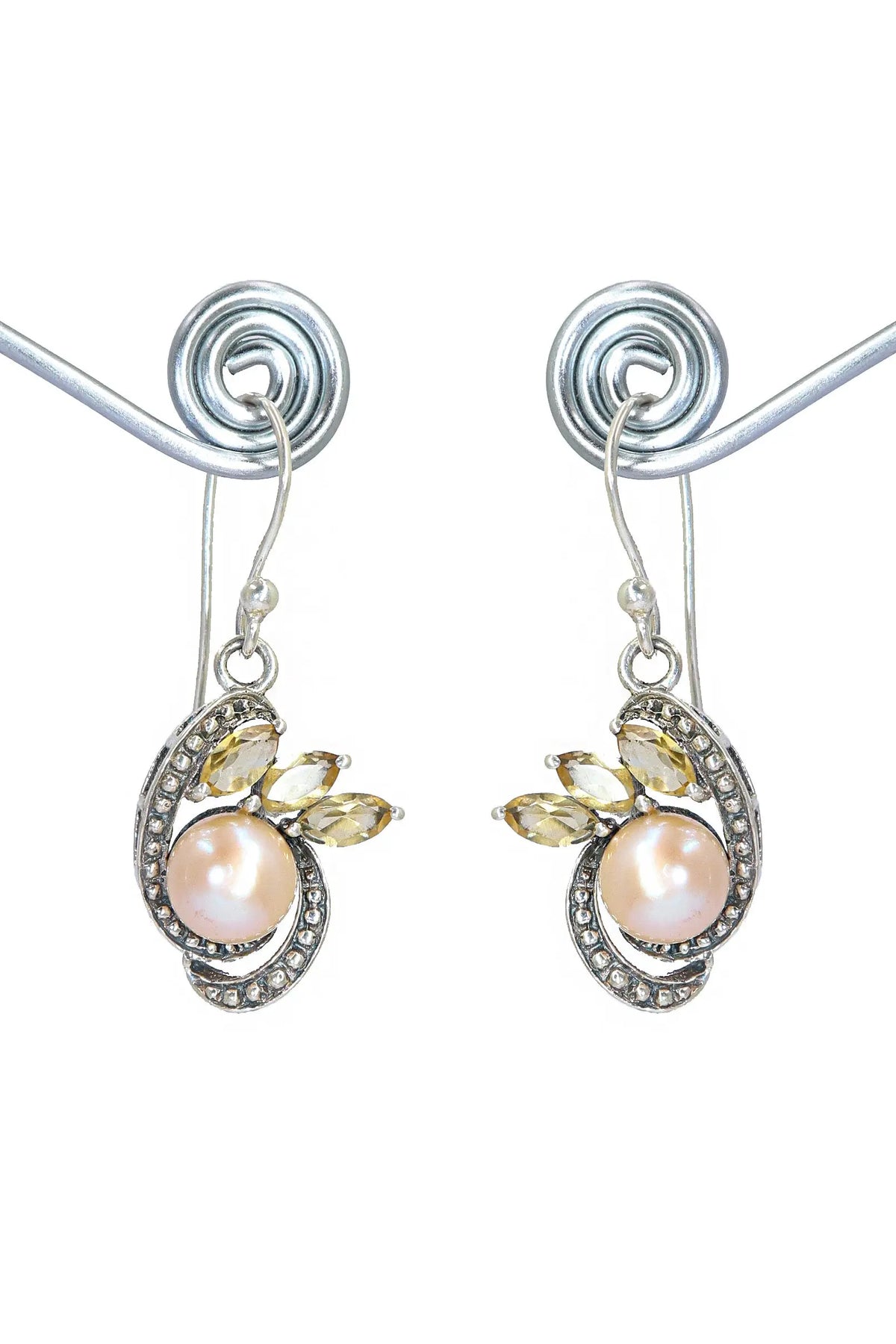 Charming and Light Designer Earrings with Pearl And Citrine Gemstones Jewelry VJewels