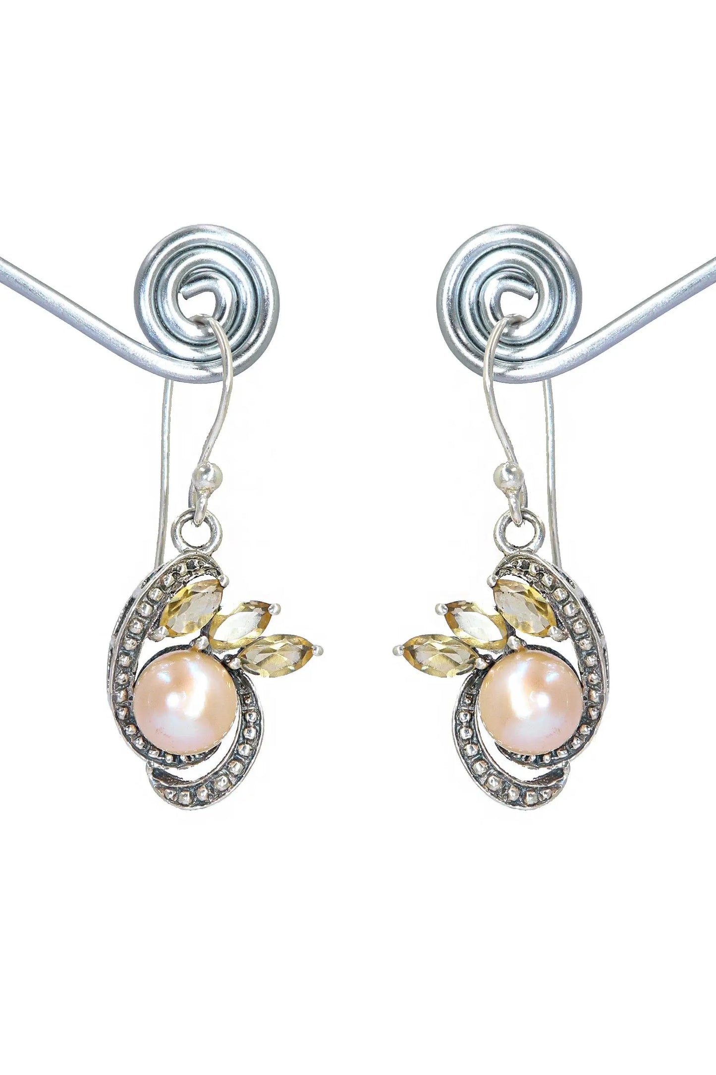 Charming and Light Designer Earrings with Pearl And Citrine Gemstones Jewelry VJewels