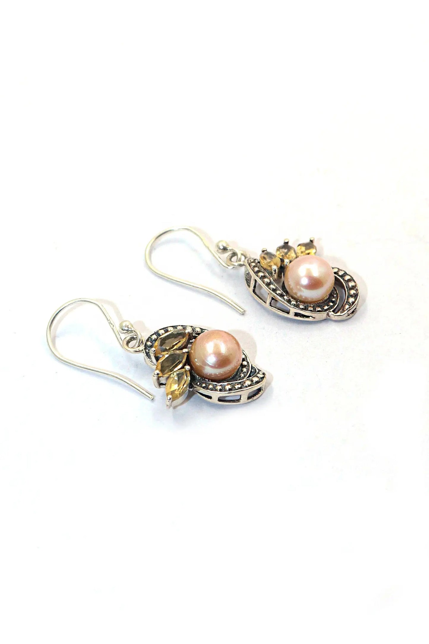 Charming and Light Designer Earrings with Pearl And Citrine Gemstones Jewelry VJewels