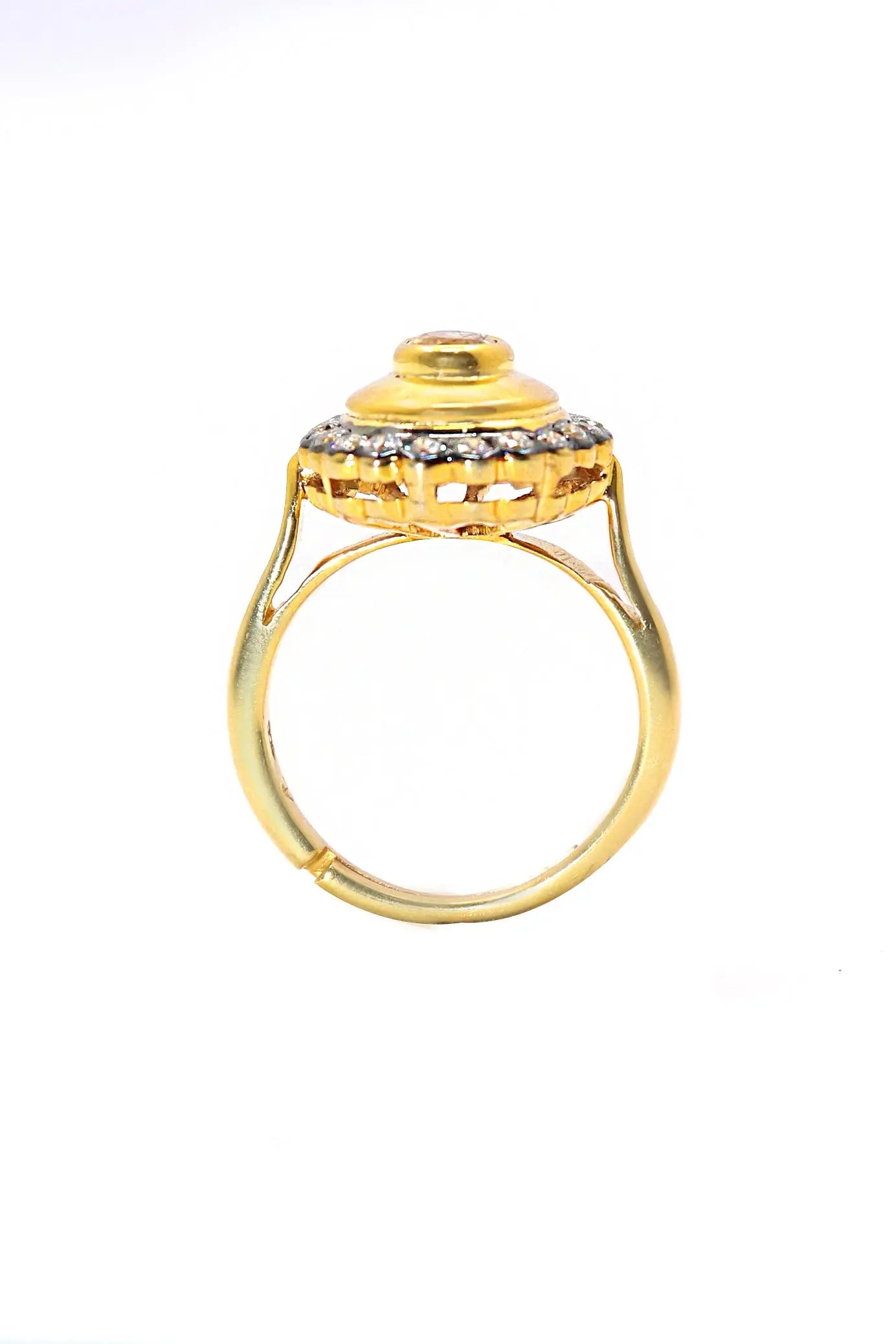 Citrine Gemstone with CZ Two Tone Plating Ring VJewels