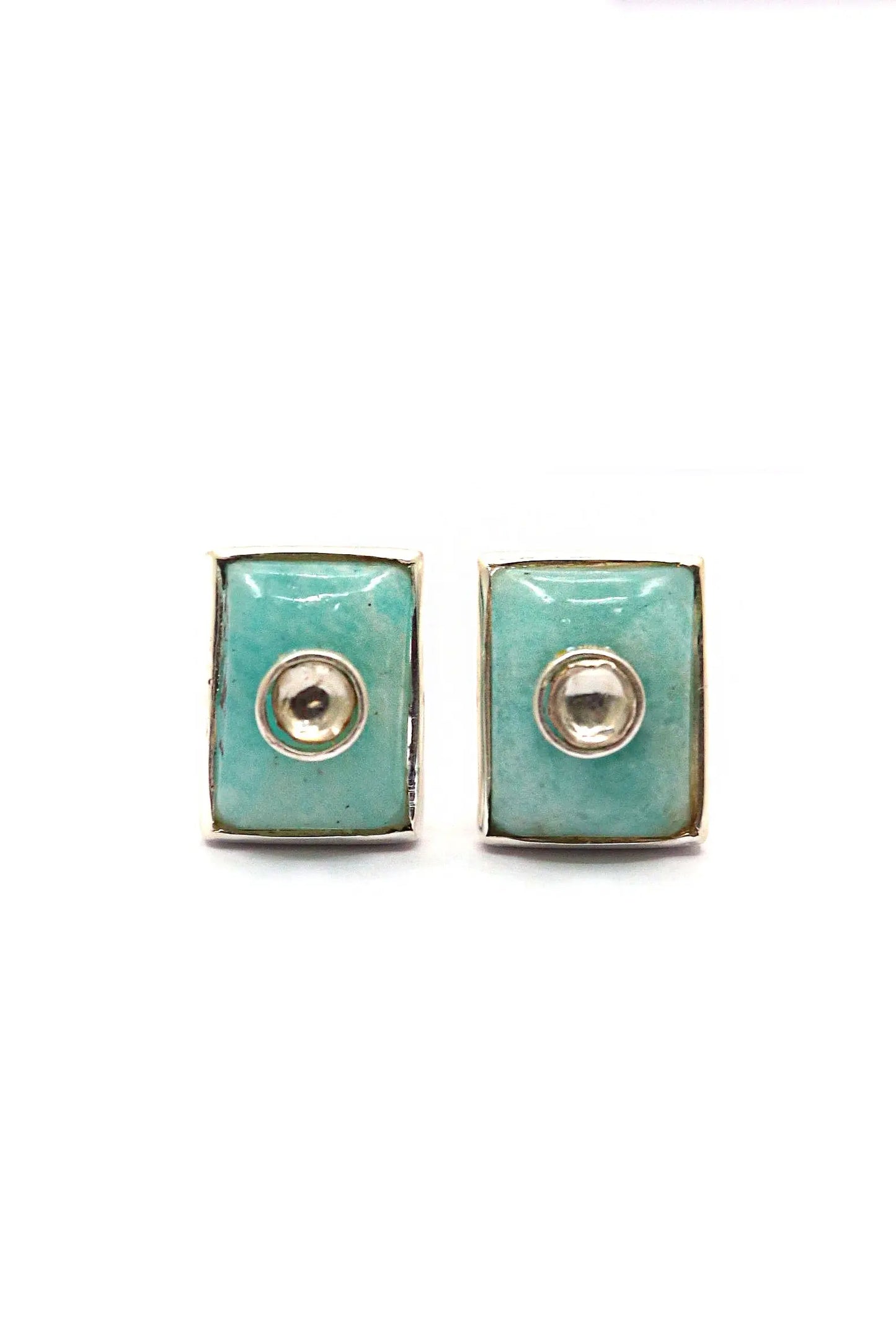 Classic Cufflinks Moissanite with Larimar Gemstones for men's Jewelry VJewels