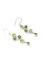 Dangling Style Turquoise and Peridot Gemstone Earrings Jewelry VJewels