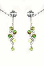 Dangling Style Turquoise and Peridot Gemstone Earrings Jewelry VJewels