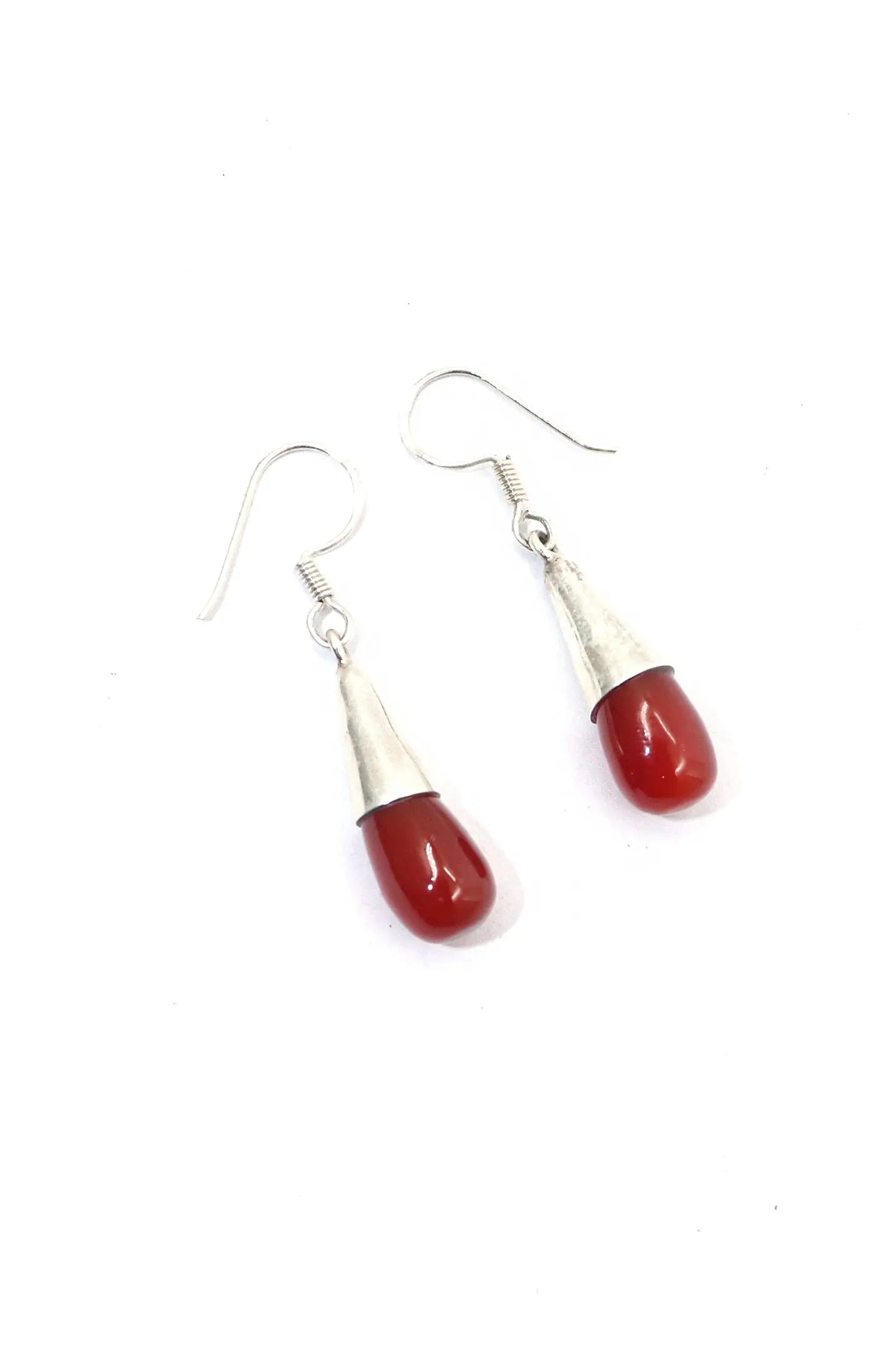 Delicate Red Onyx Gemstone Hook Earrings Jewelry VJewels