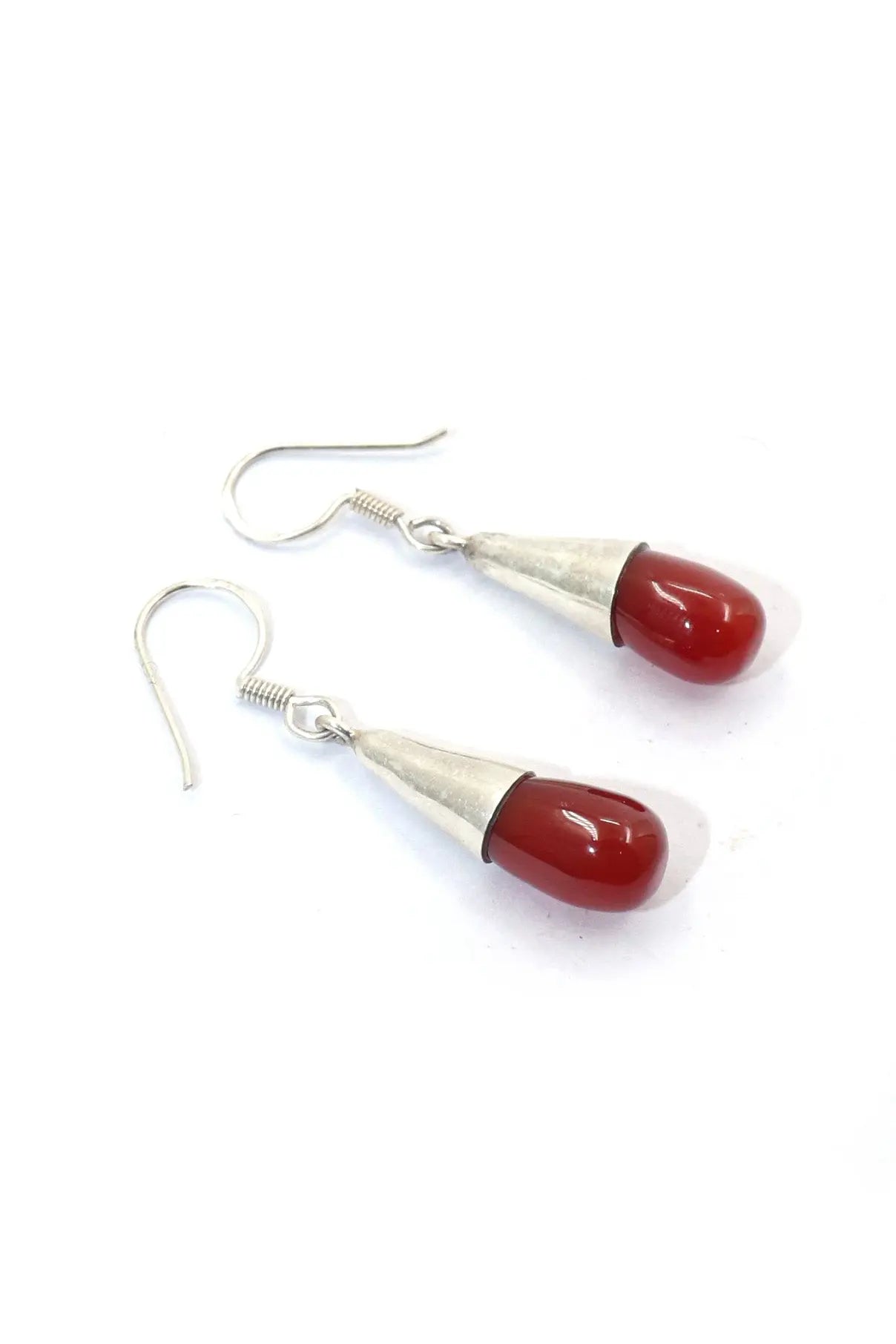 Delicate Red Onyx Gemstone Hook Earrings Jewelry VJewels