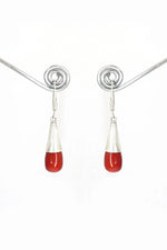 Delicate Red Onyx Gemstone Hook Earrings Jewelry VJewels
