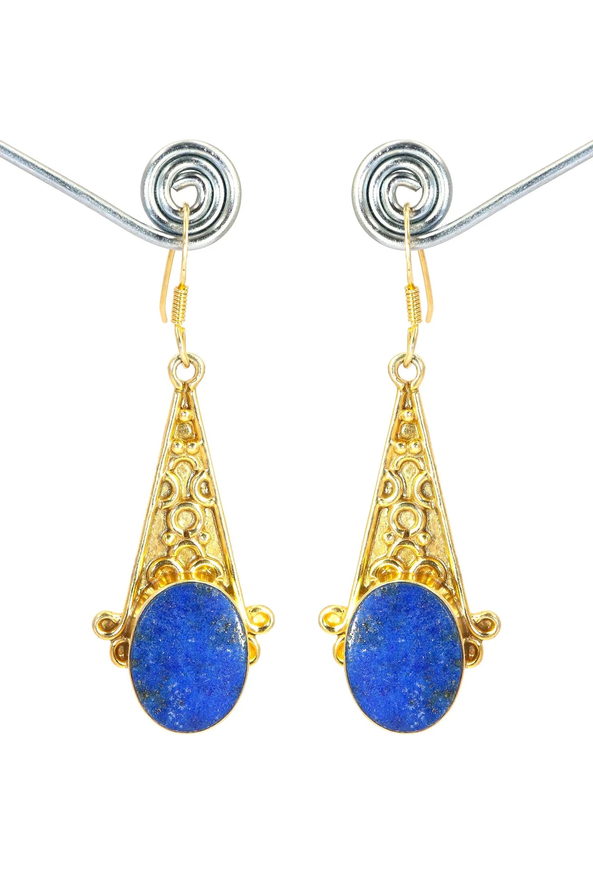 Designer Earrings Gold Plated Lapis Lazuli Gemstone Earring VJewels