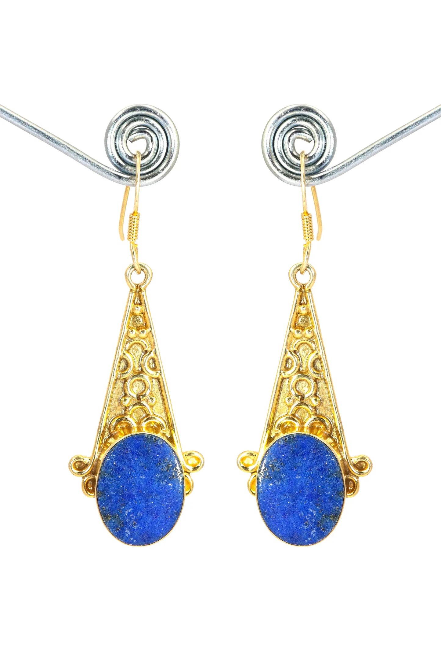 Designer Earrings Gold Plated Lapis Lazuli Gemstone Earring VJewels