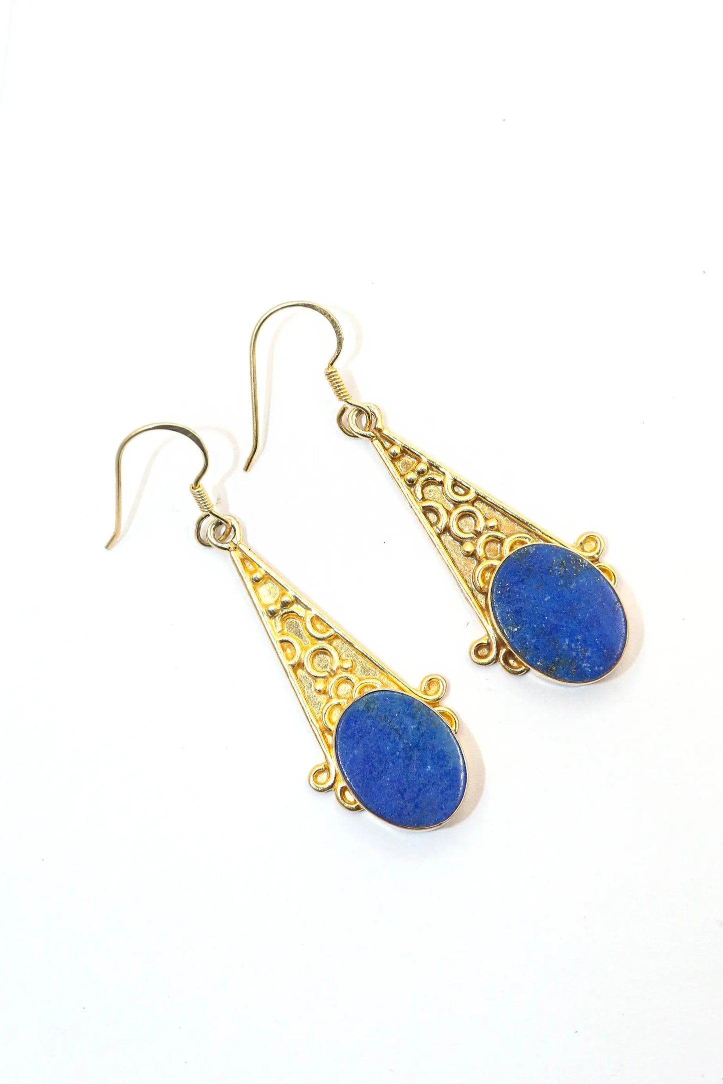 Designer Earrings Gold Plated Lapis Lazuli Gemstone Earring VJewels