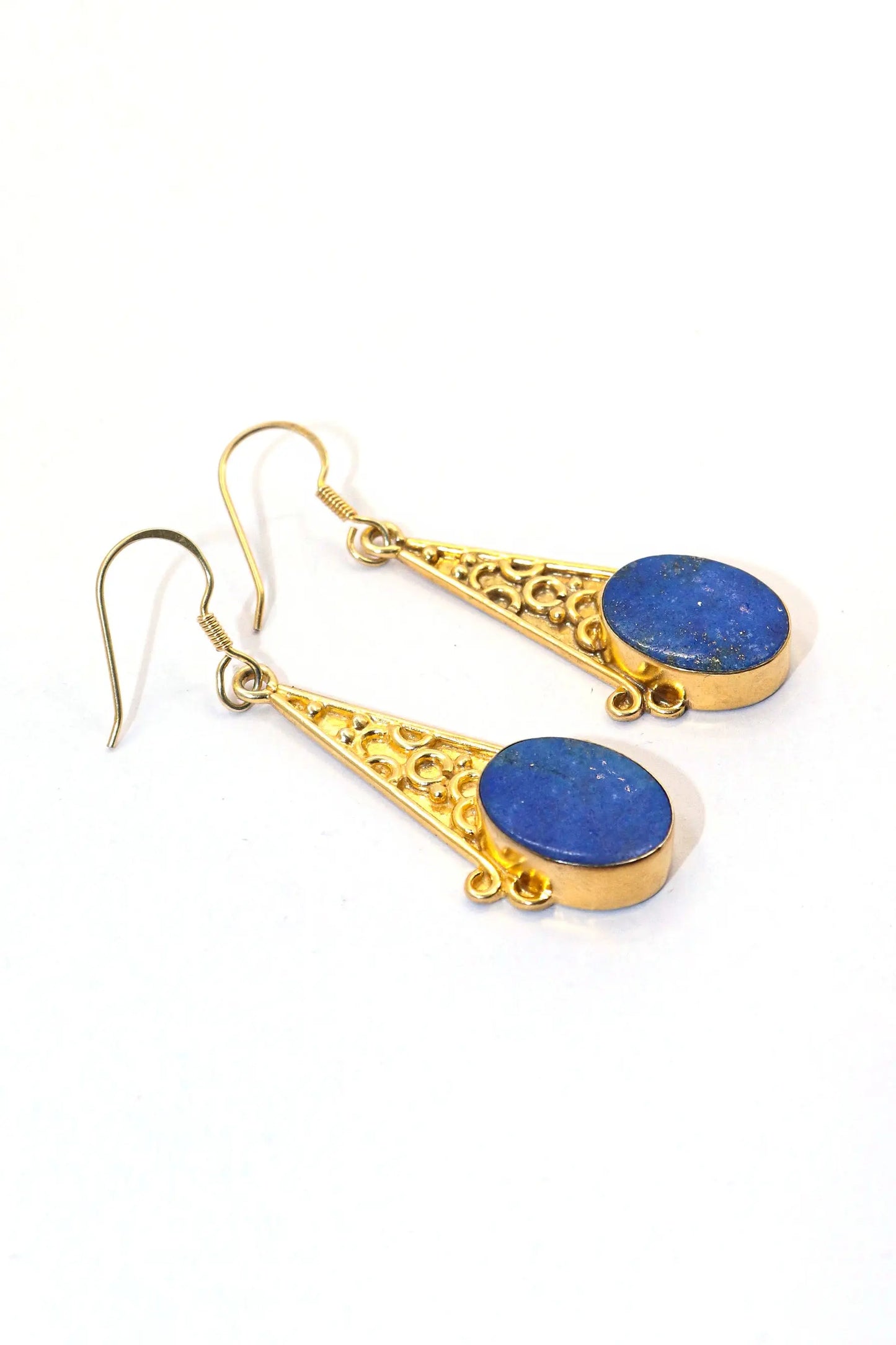 Designer Earrings Gold Plated Lapis Lazuli Gemstone Earring VJewels