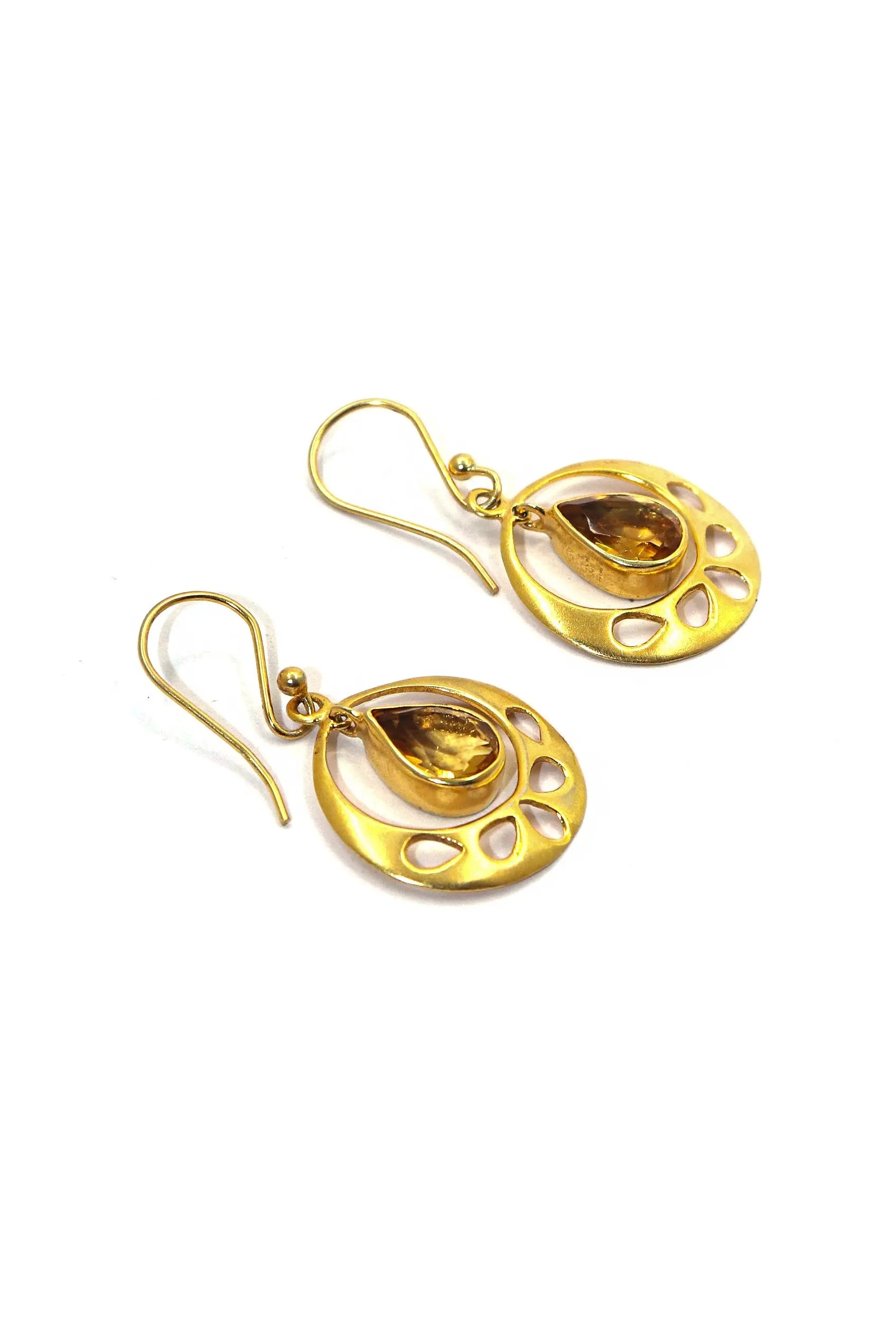 Designer Gold Plated Earrings with Citrine Gemstones VJewels