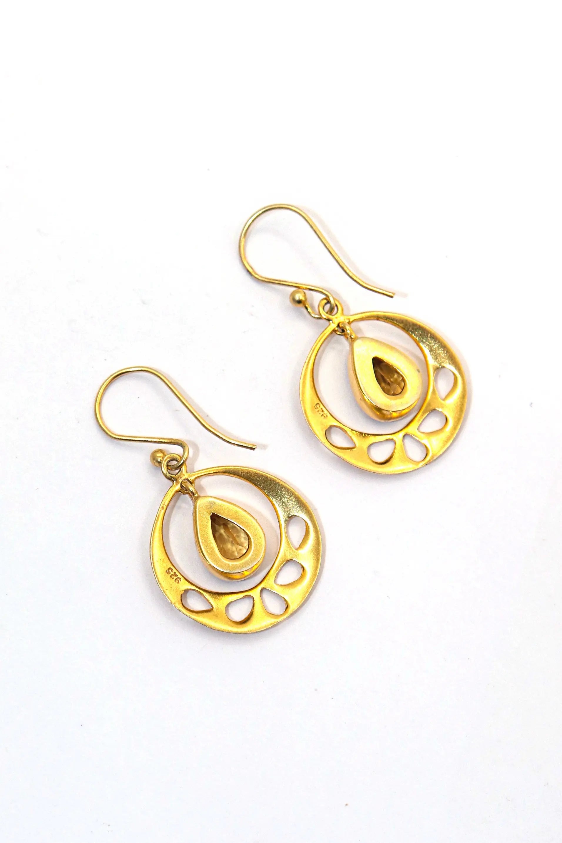 Designer Gold Plated Earrings with Citrine Gemstones VJewels