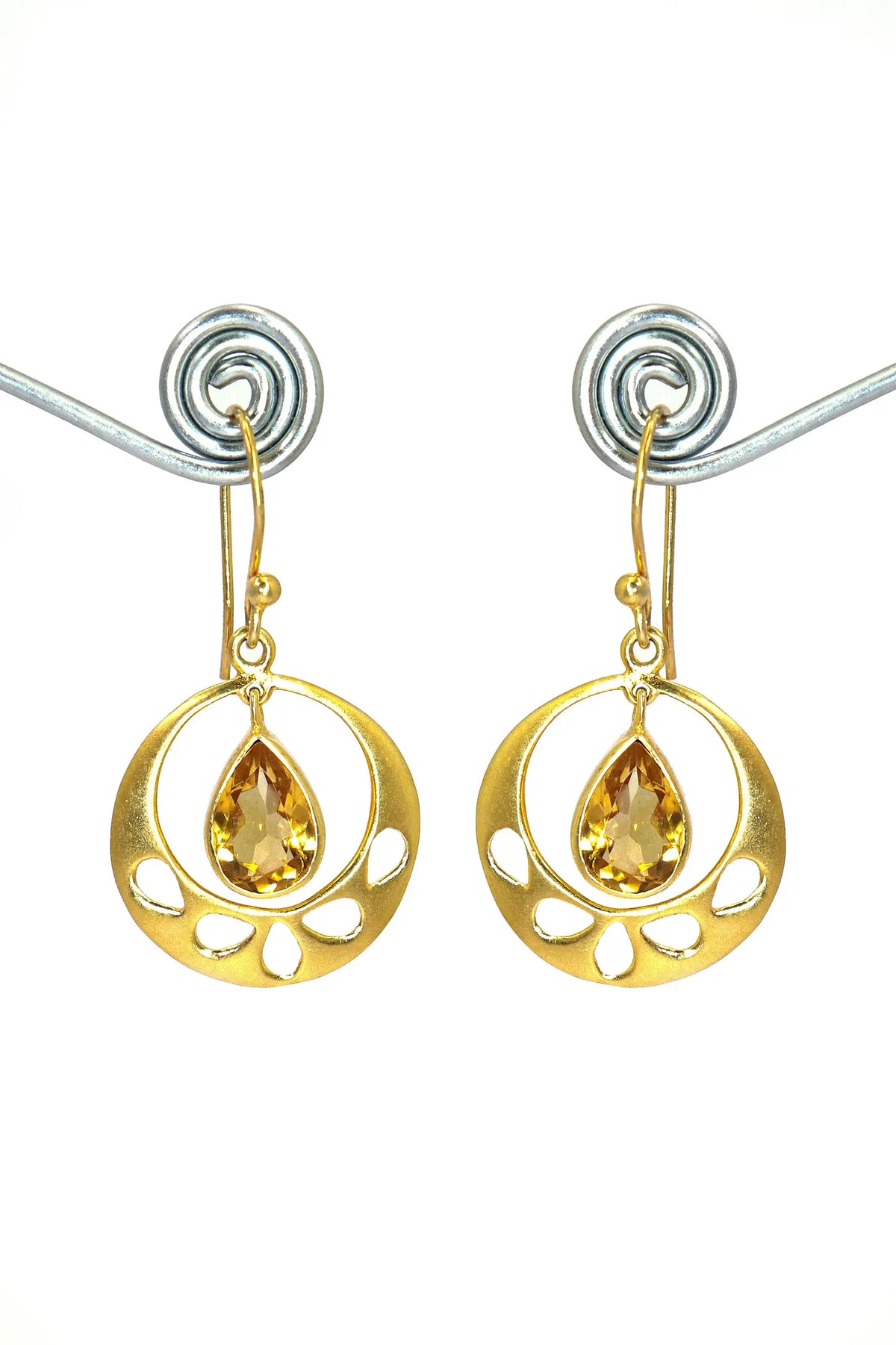 Designer Gold Plated Earrings with Citrine Gemstones VJewels