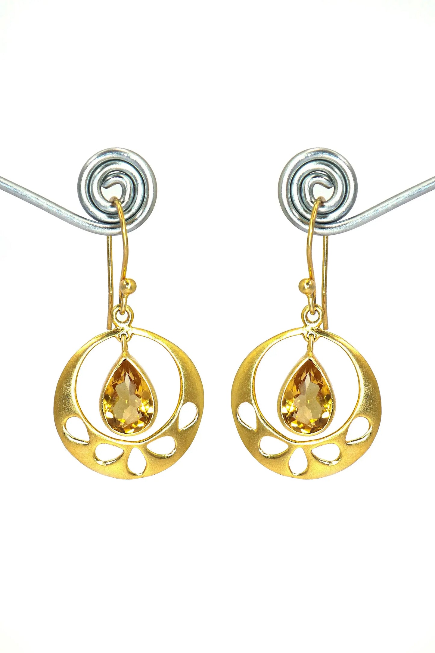 Designer Gold Plated Earrings with Citrine Gemstones VJewels