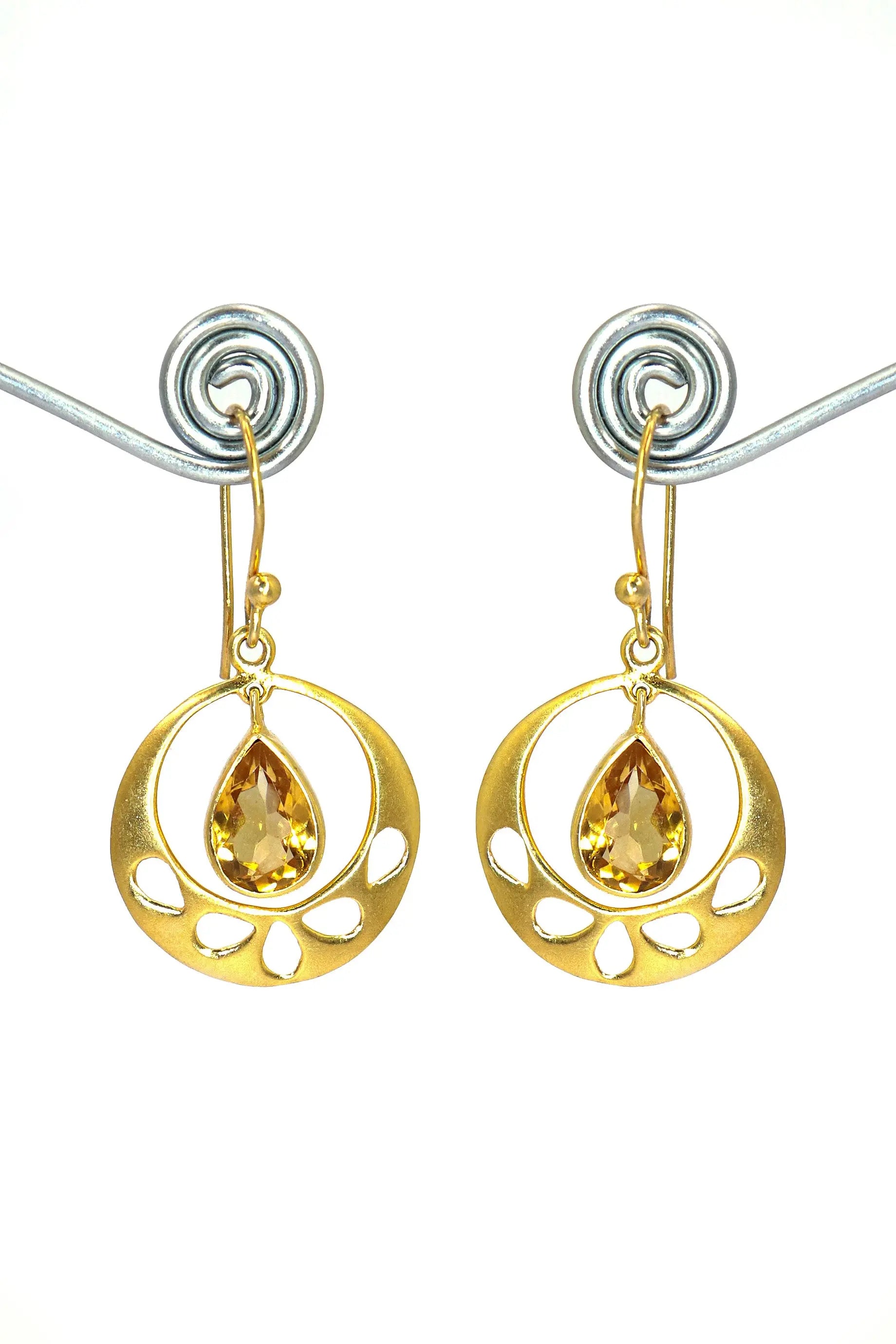 Designer Gold Plated Earrings with Citrine Gemstones VJewels