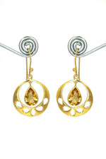 Designer Gold Plated Earrings with Citrine Gemstones VJewels