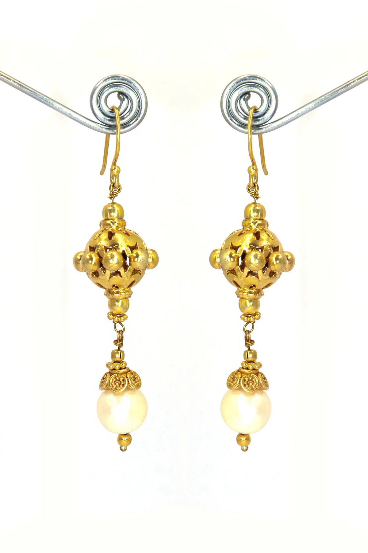 Designer Hook Earrings with Semi-Precious Pearl Gemstones Earring Jewelry VJewels