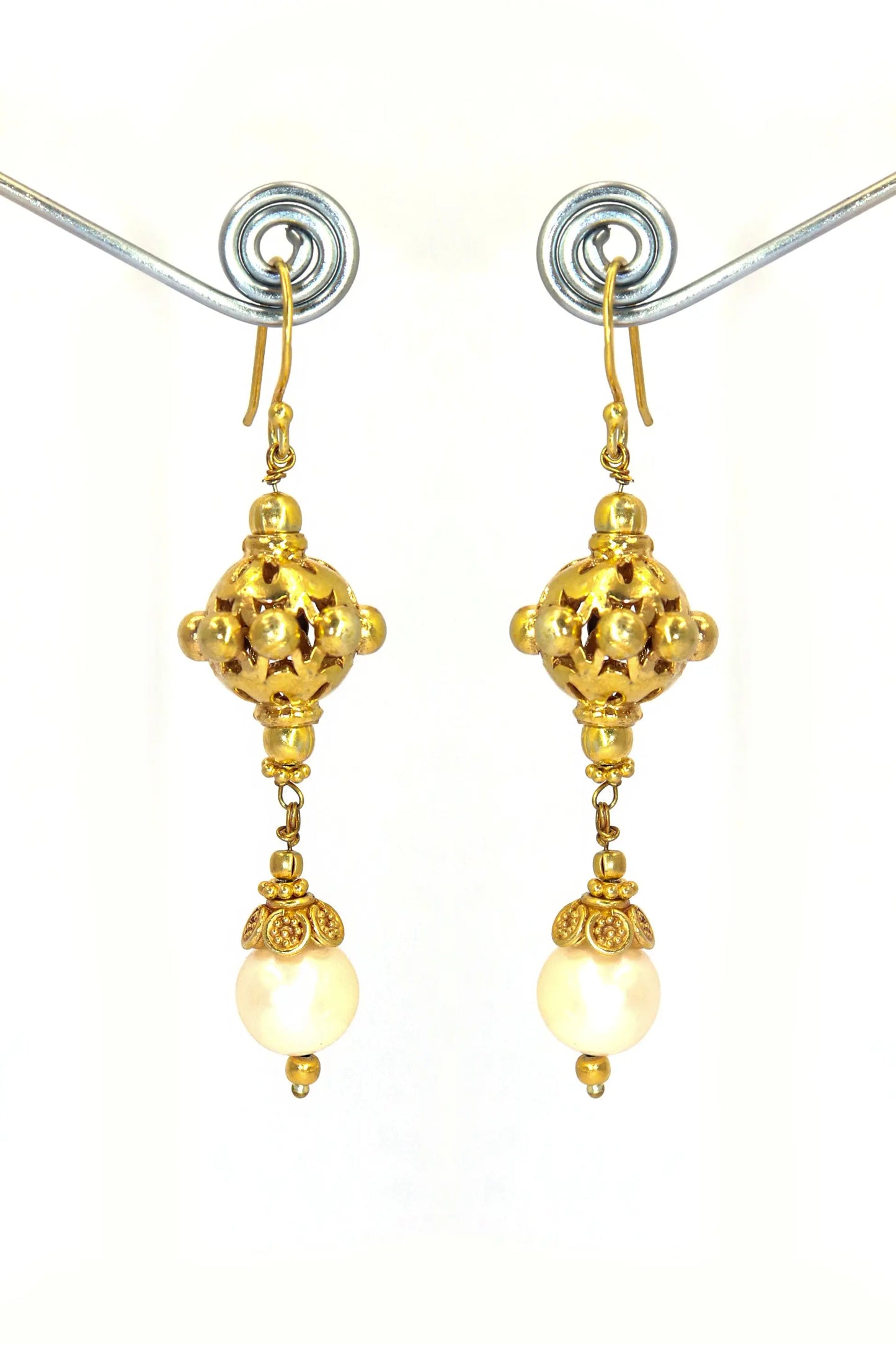 Designer Hook Earrings with Semi-Precious Pearl Gemstones Earring Jewelry VJewels