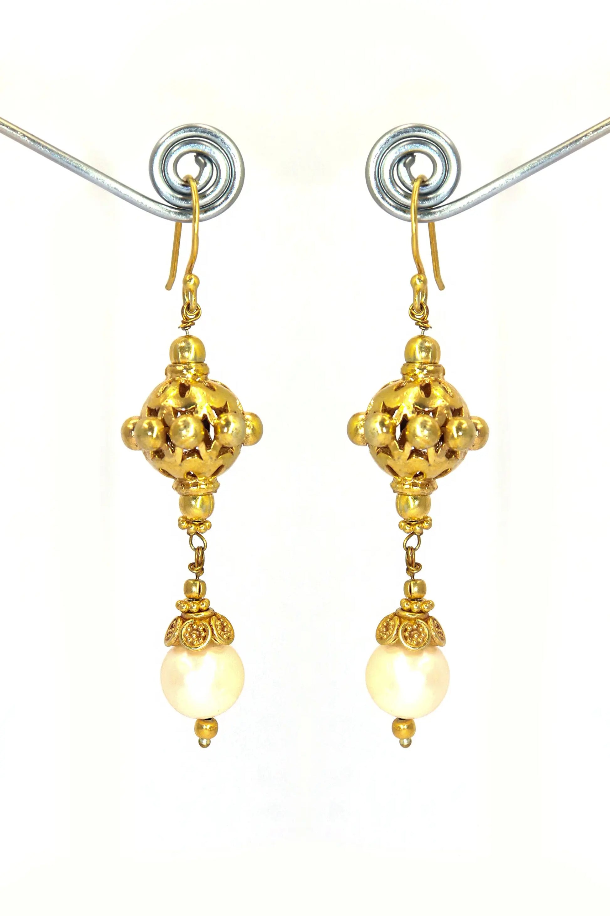 Designer Hook Earrings with Semi-Precious Pearl Gemstones Earring Jewelry VJewels