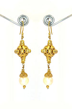 Designer Hook Earrings with Semi-Precious Pearl Gemstones Earring Jewelry VJewels
