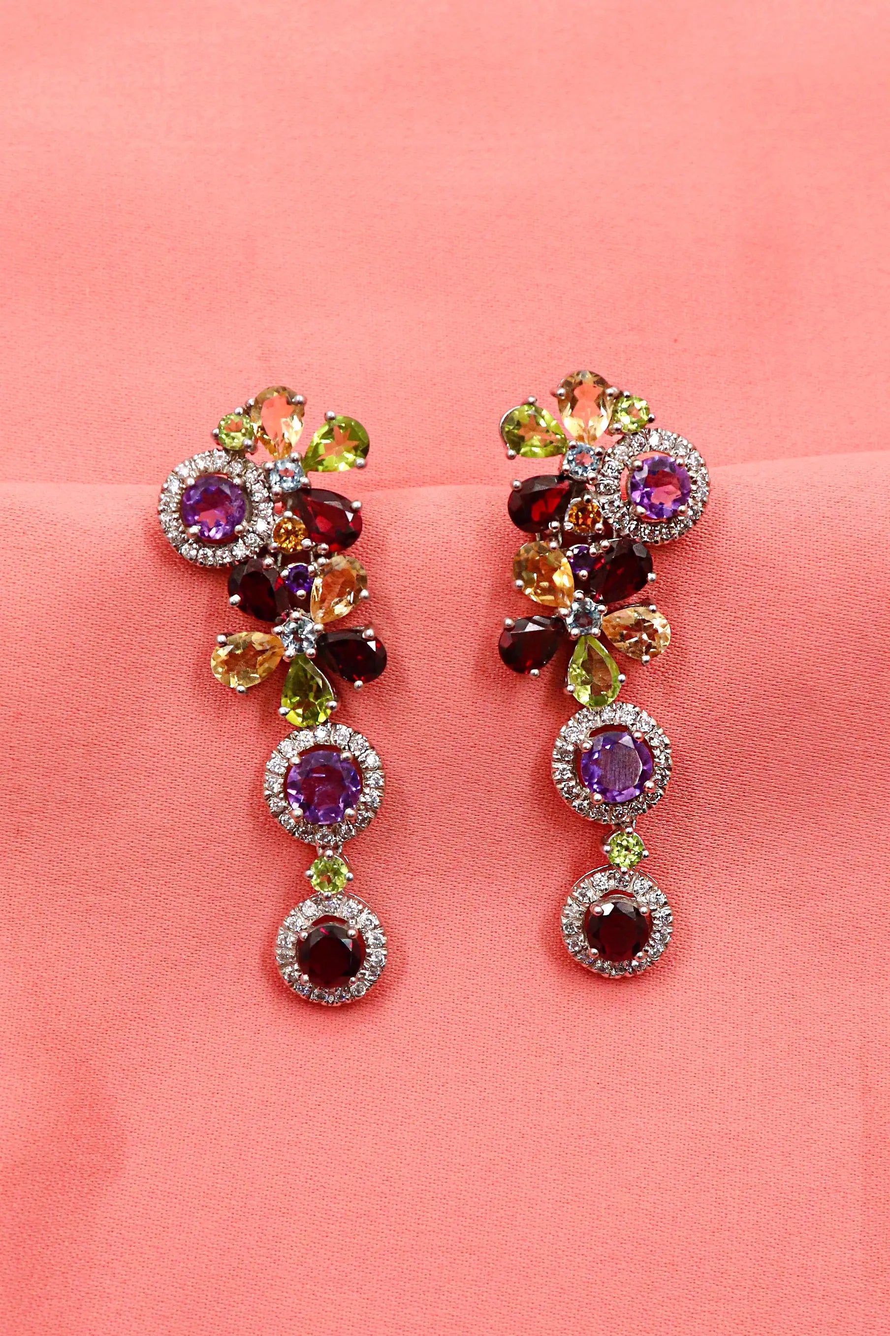 Designer Multi Gemstone Long Stud Earring Jewelry VJewels