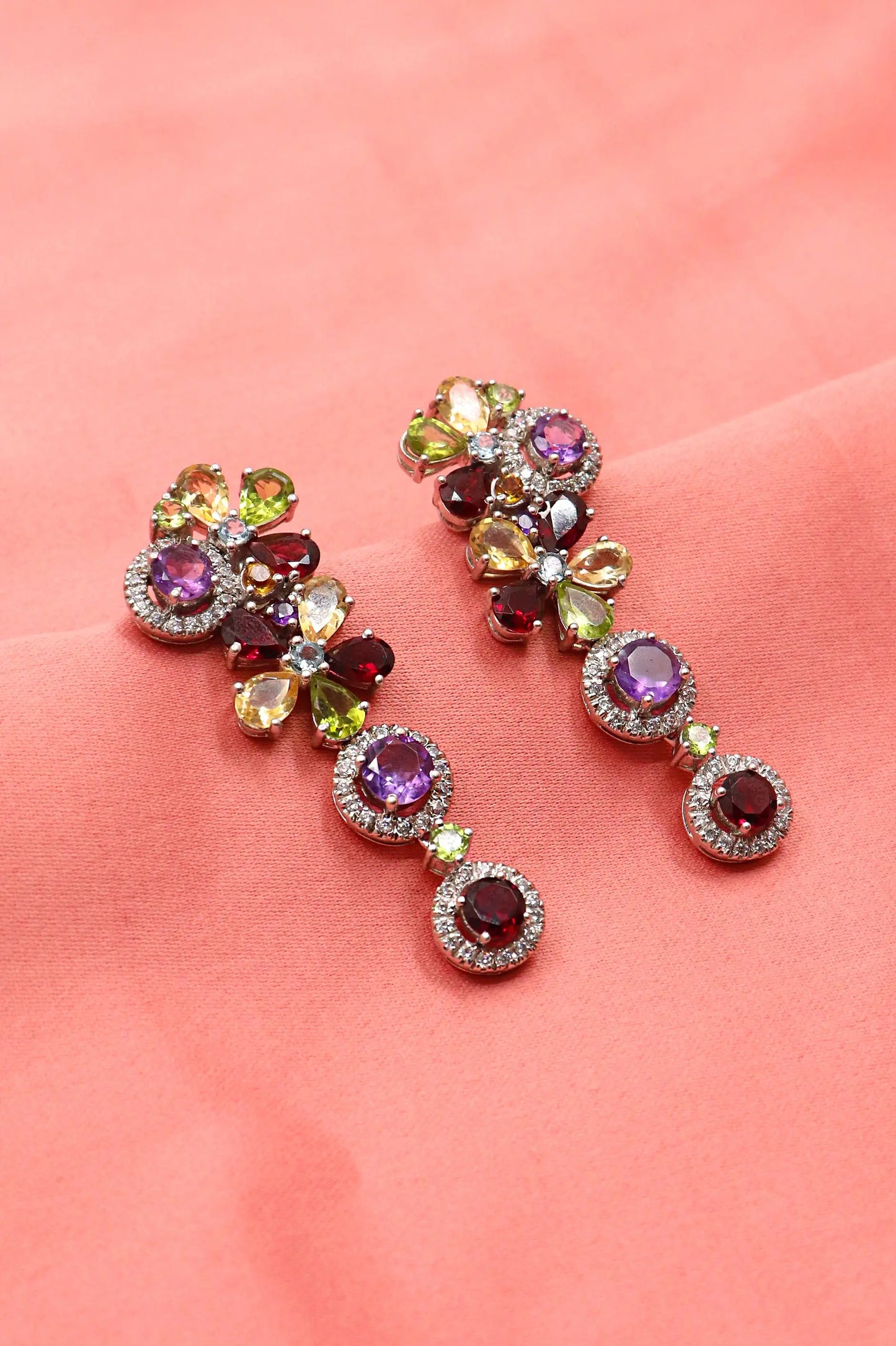 Designer Multi Gemstone Long Stud Earring Jewelry VJewels