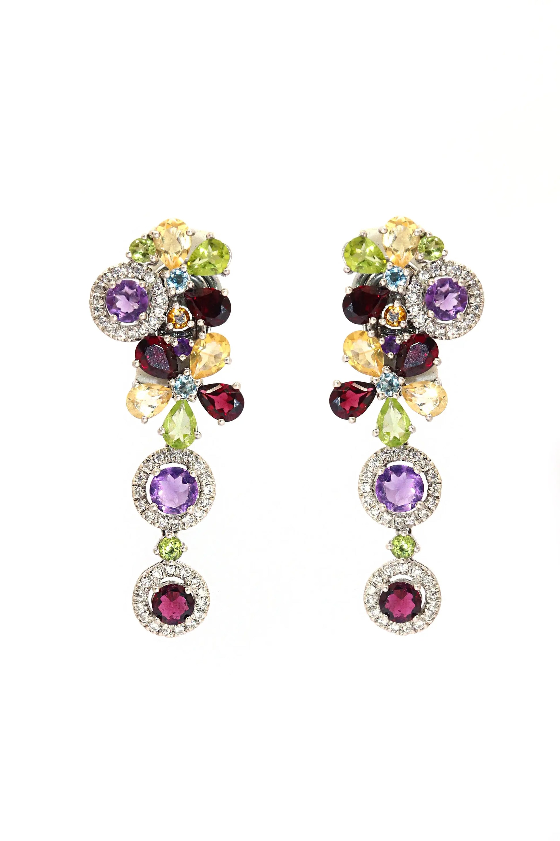 Designer Multi Gemstone Long Stud Earring Jewelry VJewels