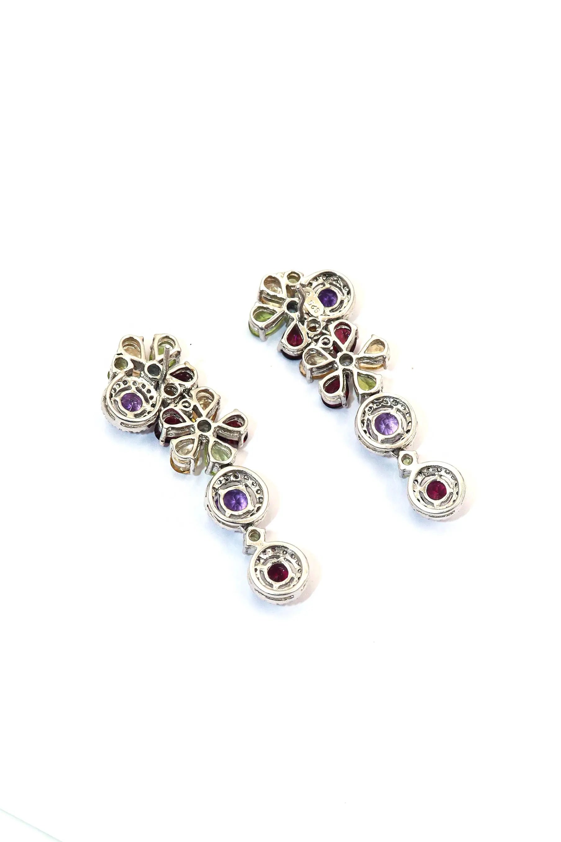 Designer Multi Gemstone Long Stud Earring Jewelry VJewels