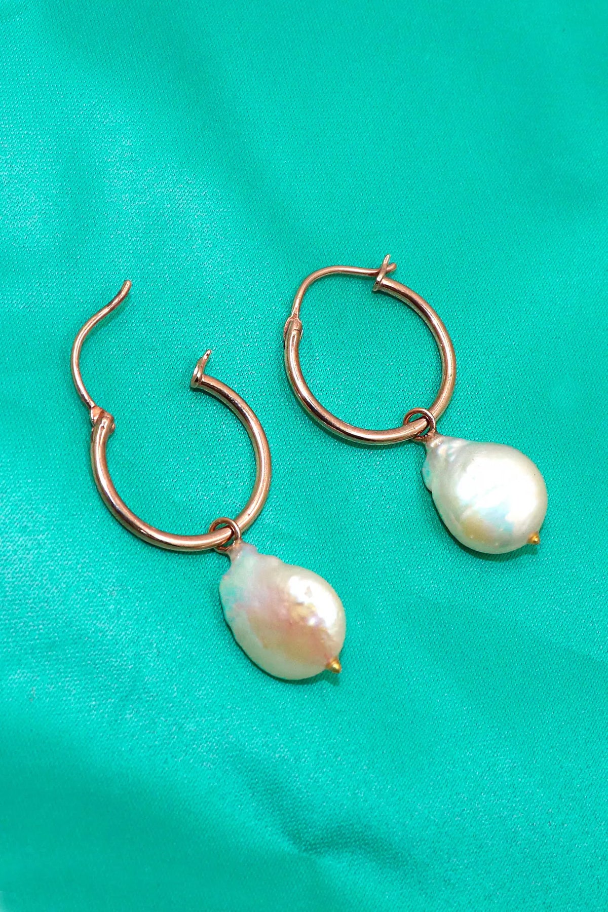 Designer Rose Gold Plated Pearl Hoop Earring VJewels