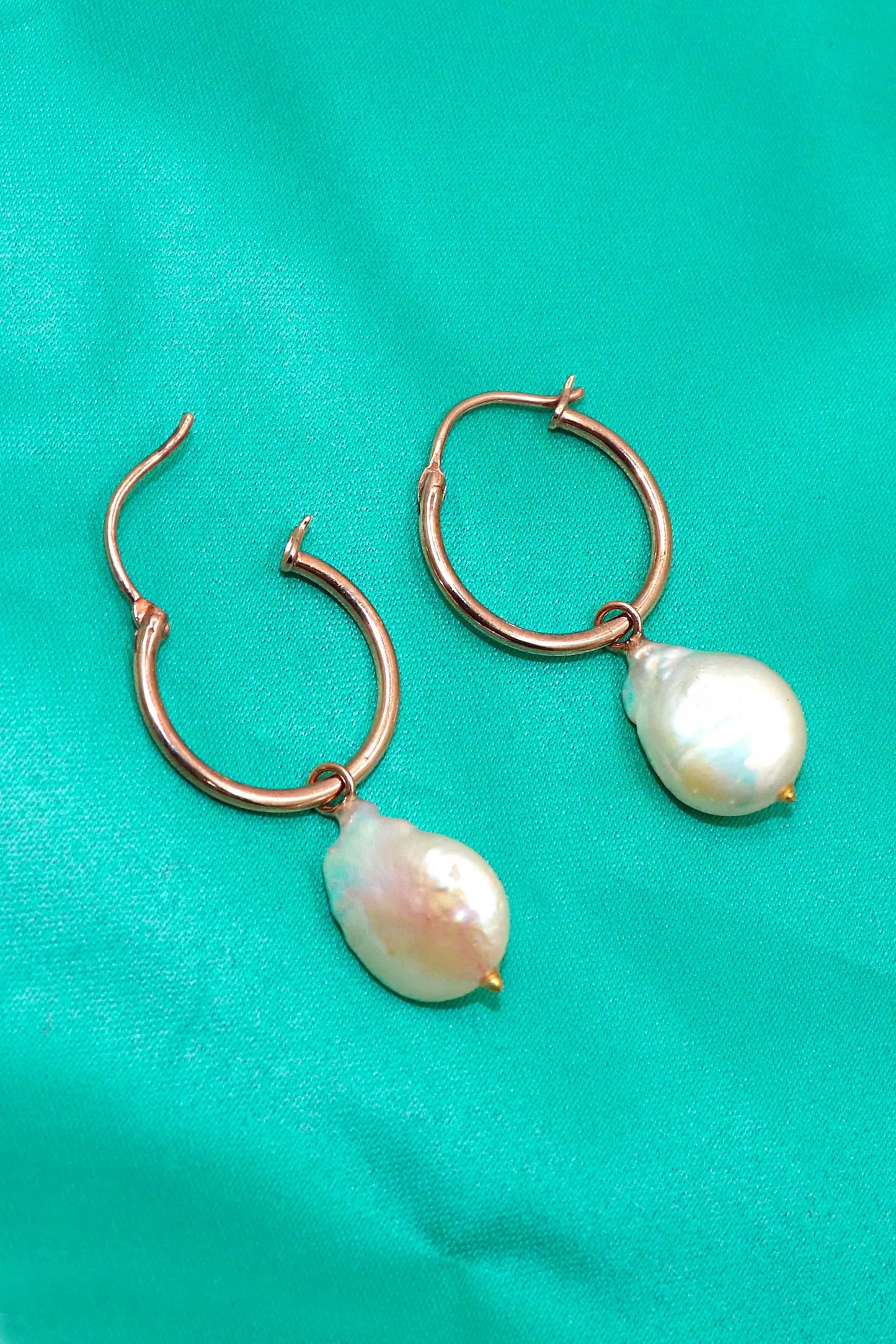 Designer Rose Gold Plated Pearl Hoop Earring VJewels