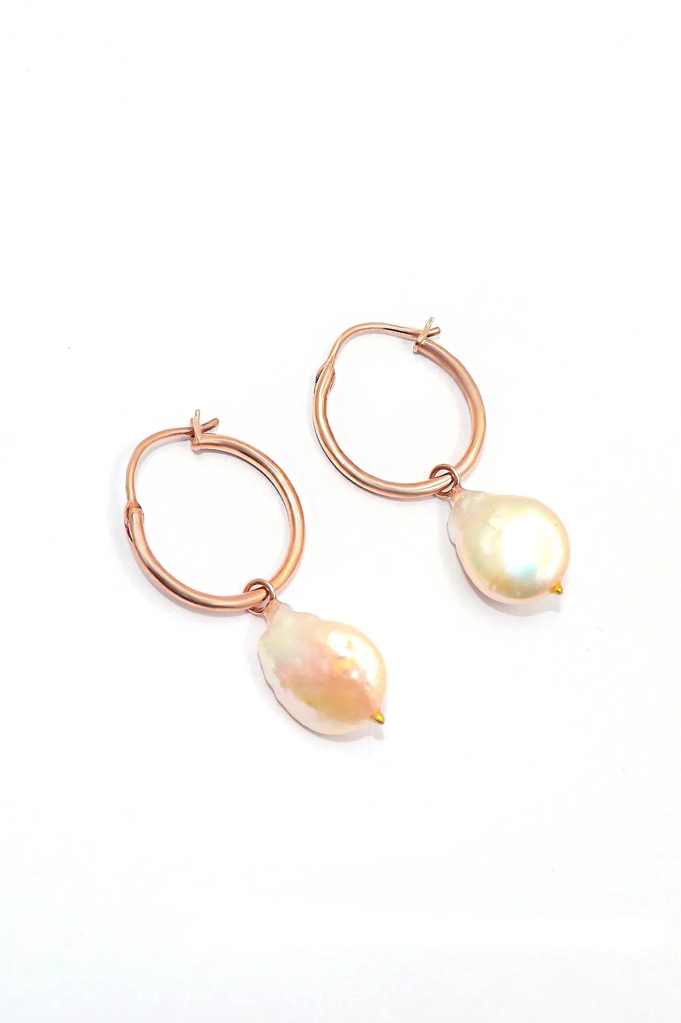 Designer Rose Gold Plated Pearl Hoop Earring VJewels