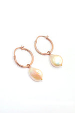 Designer Rose Gold Plated Pearl Hoop Earring VJewels