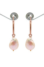 Designer Rose Gold Plated Pearl Hoop Earring VJewels