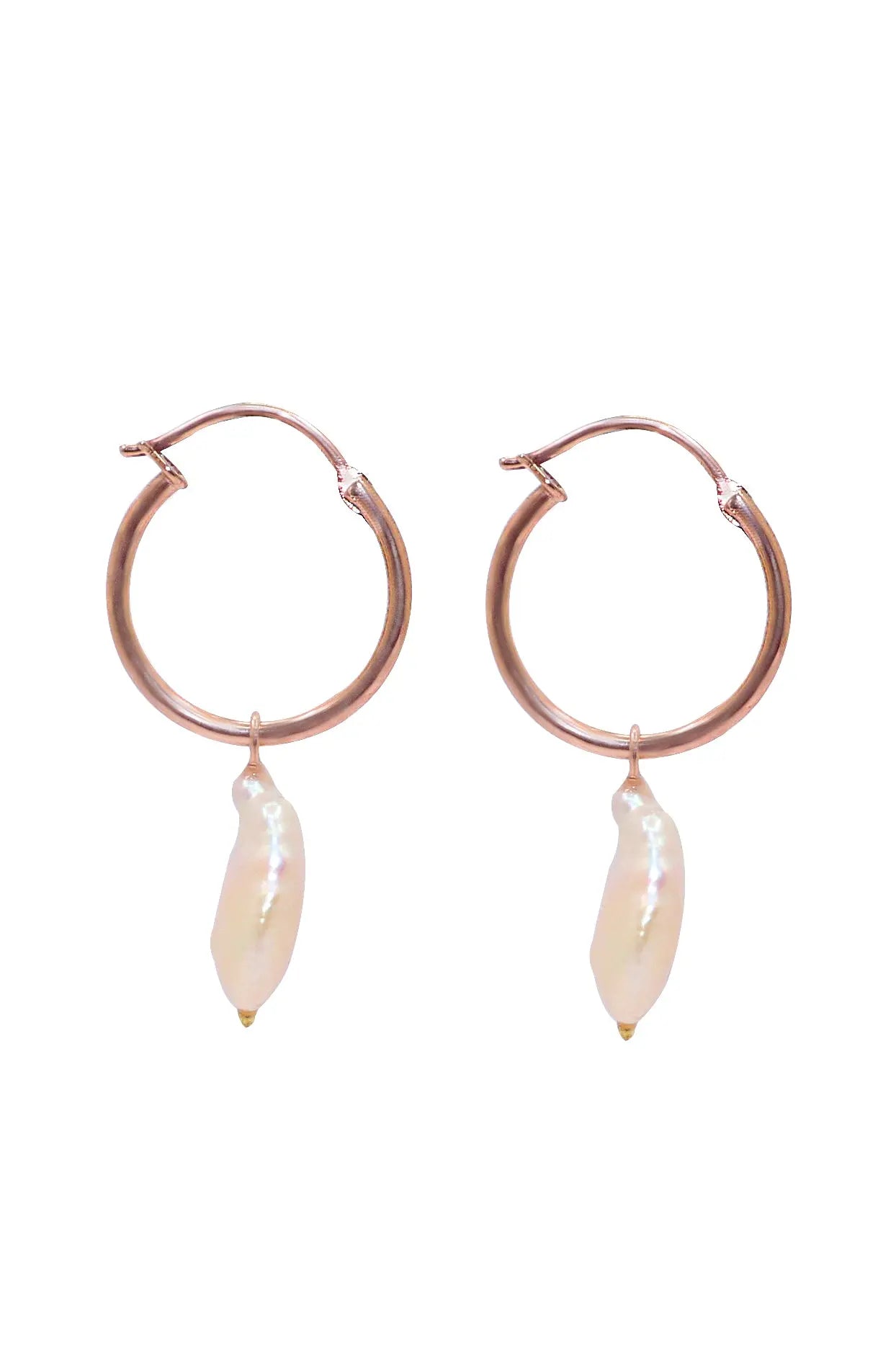 Designer Rose Gold Plated Pearl Hoop Earring VJewels