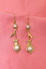Elegant Designer Earrings Gold Plated with Pearl Gemstones VJewels