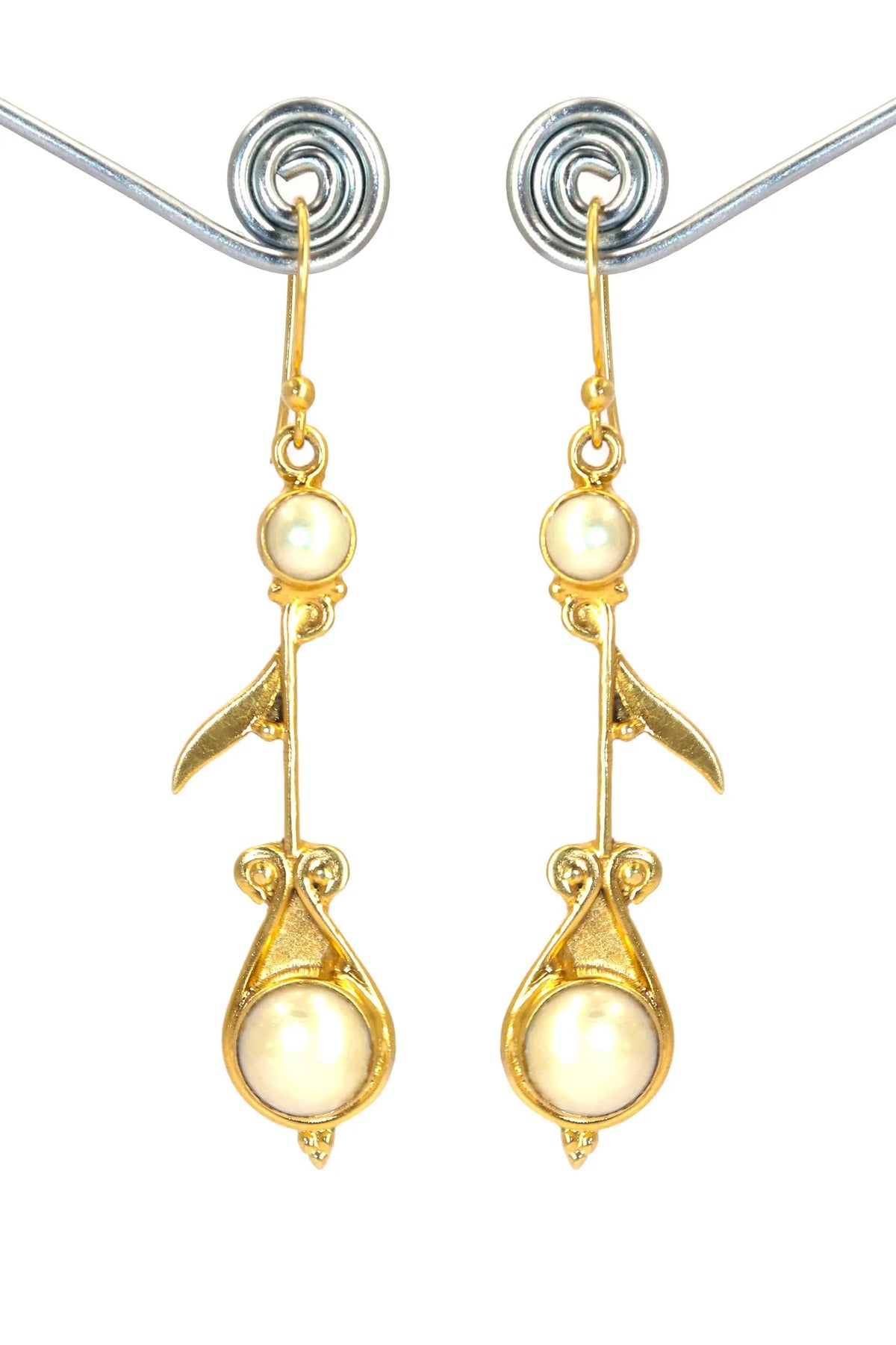 Elegant Designer Earrings Gold Plated with Pearl Gemstones VJewels