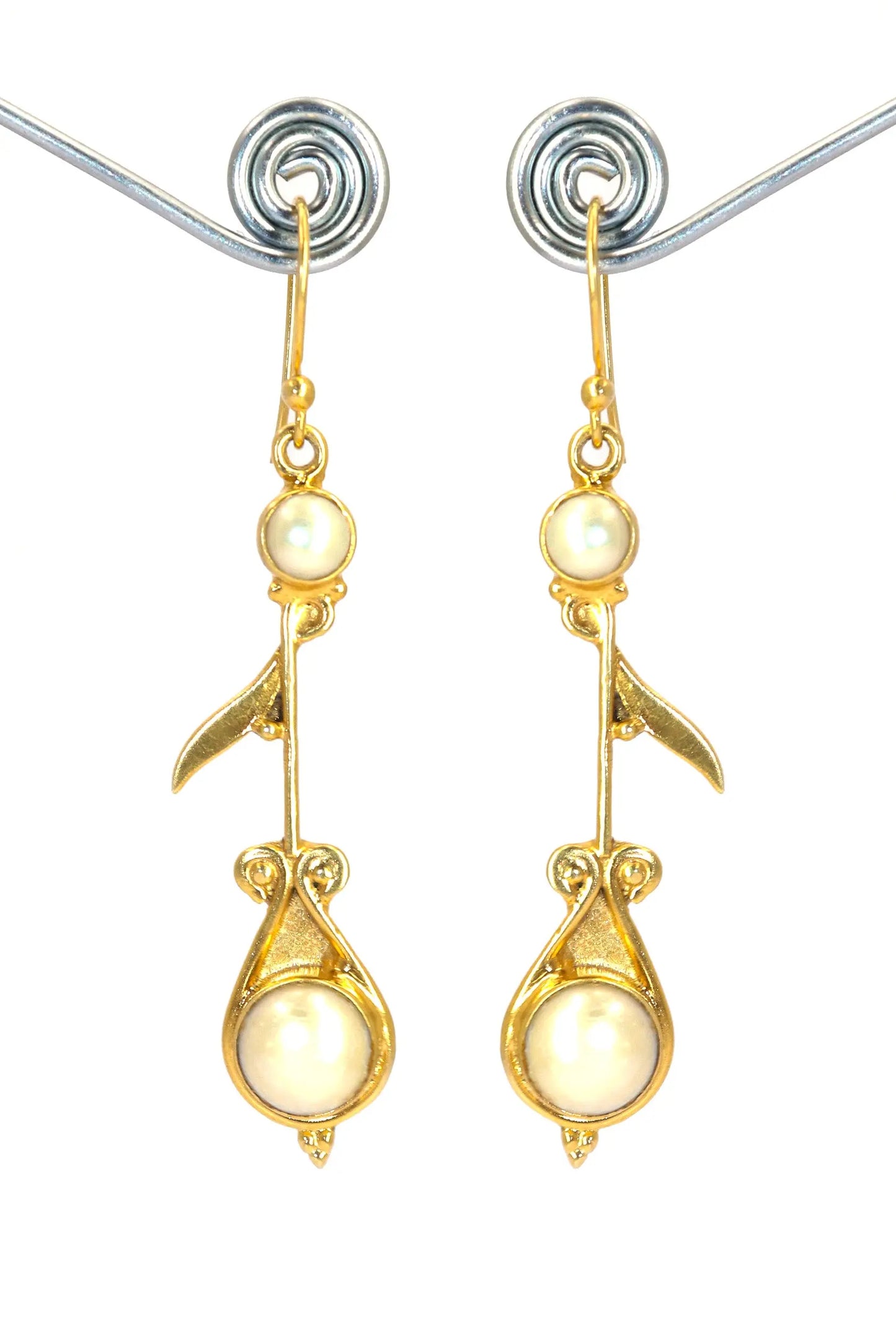 Elegant Designer Earrings Gold Plated with Pearl Gemstones VJewels