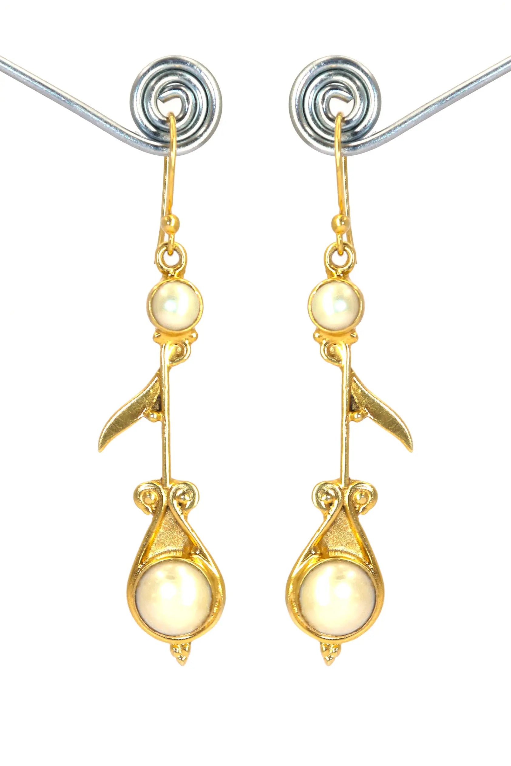 Elegant Designer Earrings Gold Plated with Pearl Gemstones VJewels