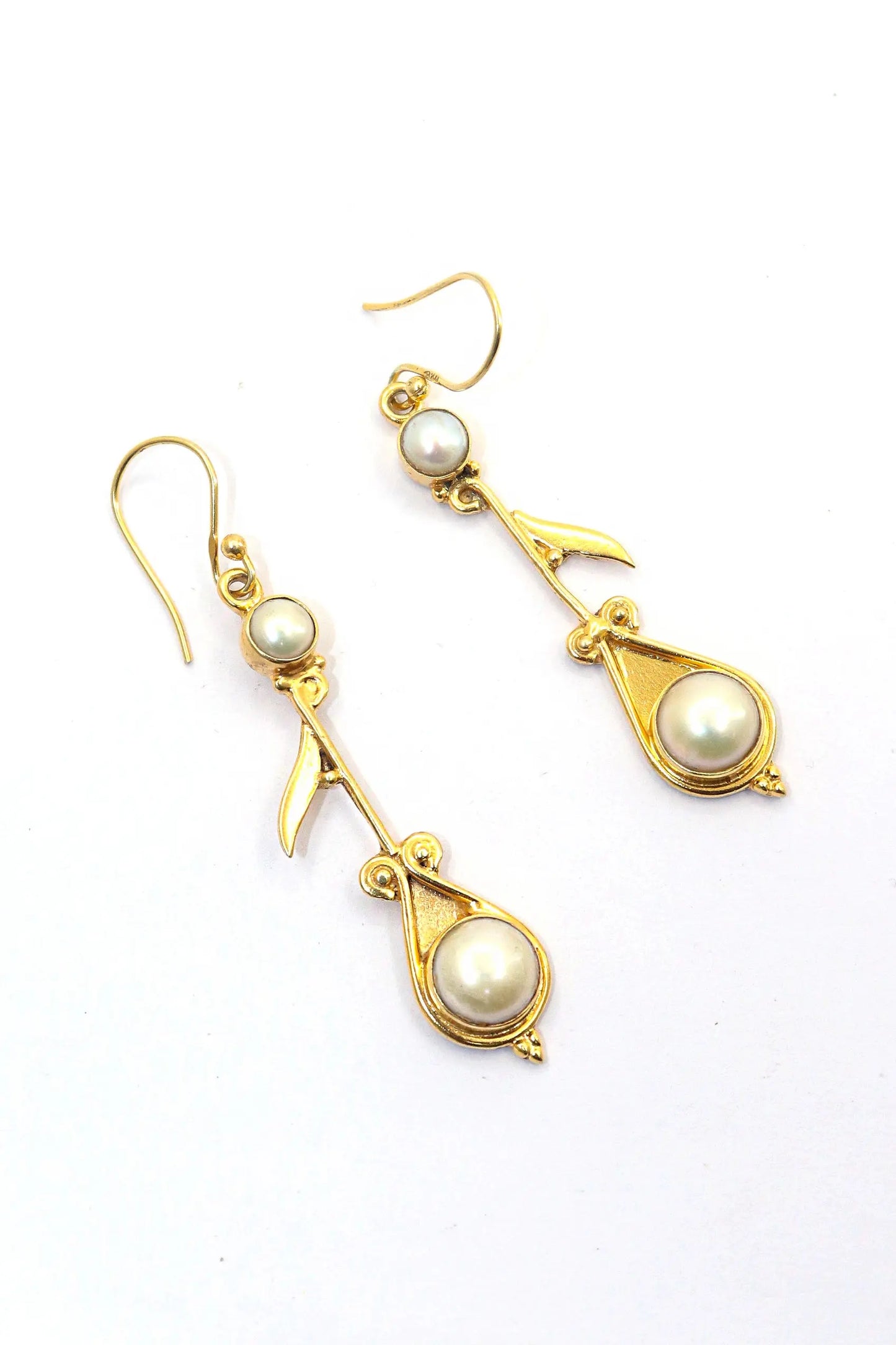 Elegant Designer Earrings Gold Plated with Pearl Gemstones VJewels