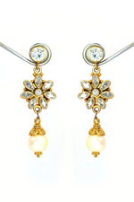 Elevate Your Elegance Radiant CZ And Pearl Gemstone Earrings VJewels