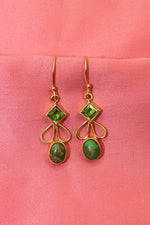 Elevate Your Style with peridot & Green Copper Turquoise Gemstone Earrings VJewels