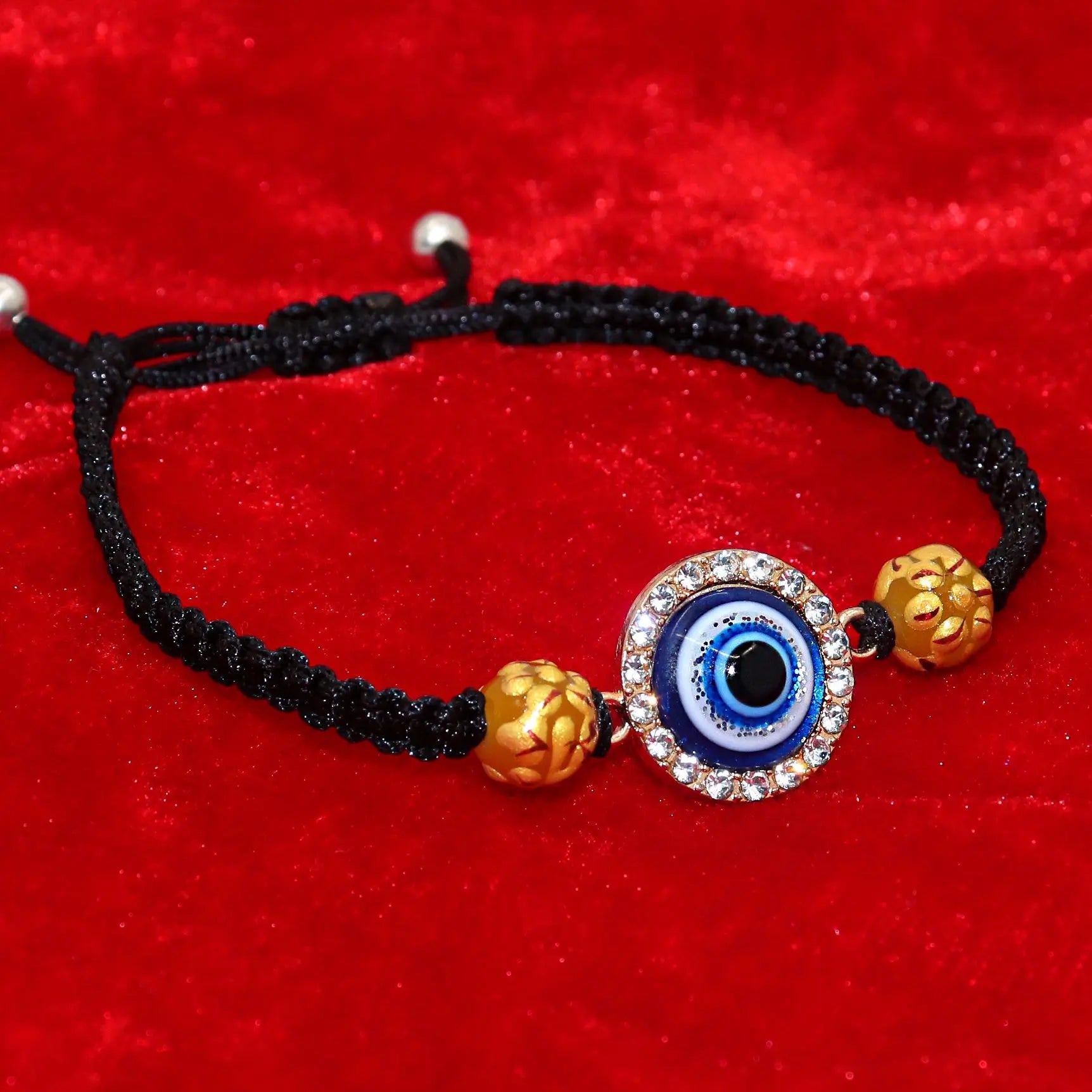 Evil Eye Charm with Beads Gold Plated Stylish Adjustable Bracelet Jewelry VJewels