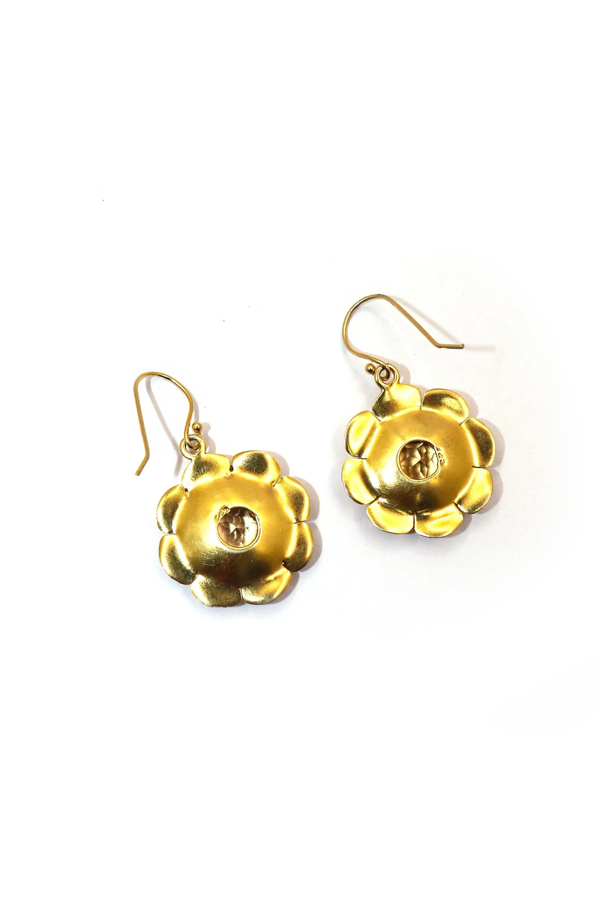 Exquisite Gold Plated Flower Designer Citrine Gemstone Earrings VJewels